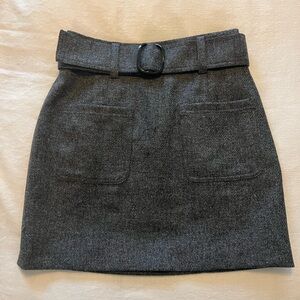 Sezane Charcoal Belted Skirt